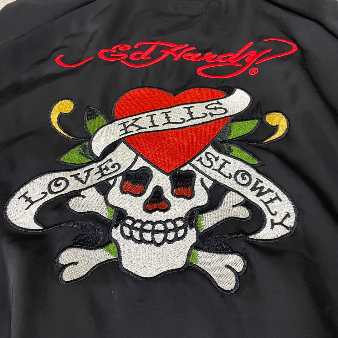 エドハーディー ed hardy スカジャン ジャケット スカル ドクロ 黒