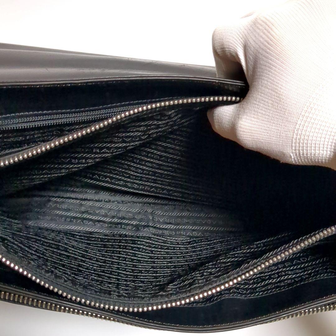 ✨PRADA✨ブリーフケース レザー ブラック 2室 ロゴ