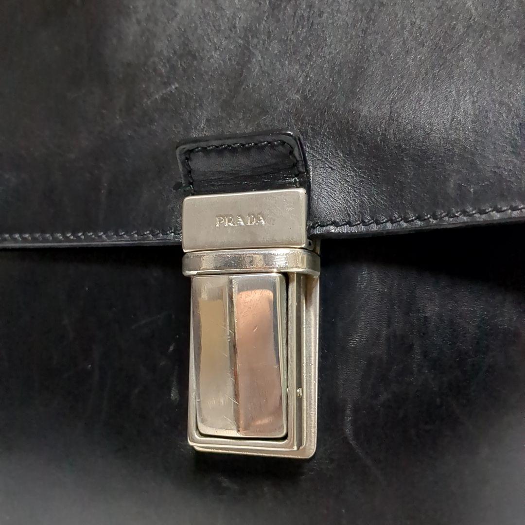 ✨PRADA✨ブリーフケース レザー ブラック 2室 ロゴ
