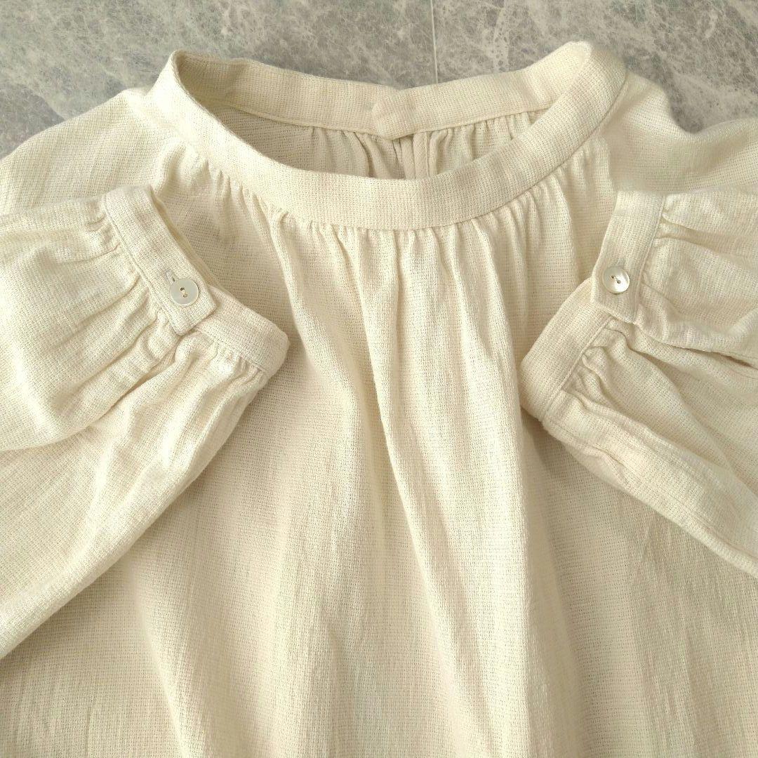 051 群言堂 石見銀山 コットン シルク ボトルネック ブラウス アイボリー