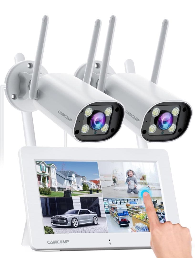 防犯カメラ ワイヤレス 屋外 CAMCAMP 7インチIPS ポータブルモニタ一