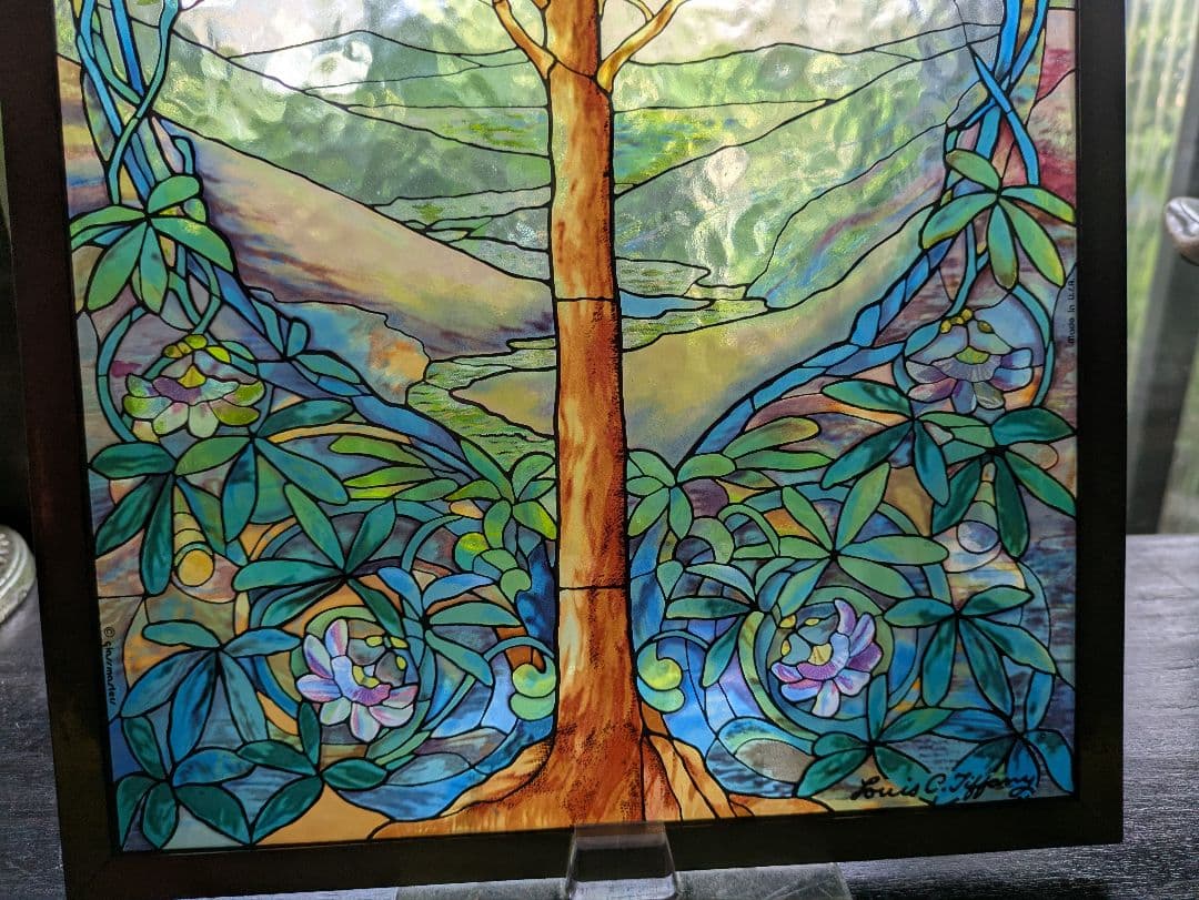 レア　スタンド付き　生命の木　ステンドグラス　ルイス・C・ティファニー