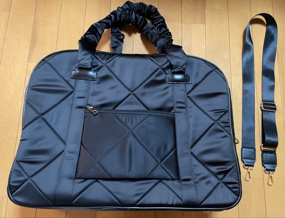 ロゼミューズ Satin traveling boston bag black