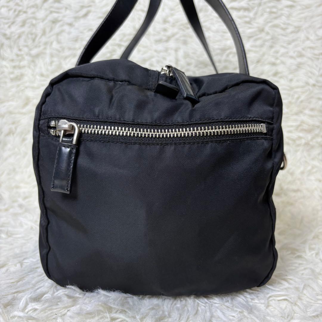 良品✨ PRADA ミニボストンバッグ 三角ロゴ ナイロン レザー ブラック