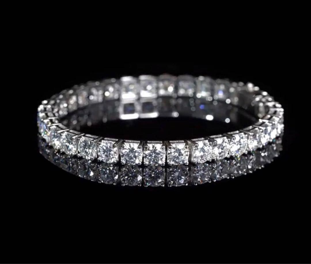 【格を纏う】10ctモアサナイト×S925 テニスチェーンブレスレット｜証明書付