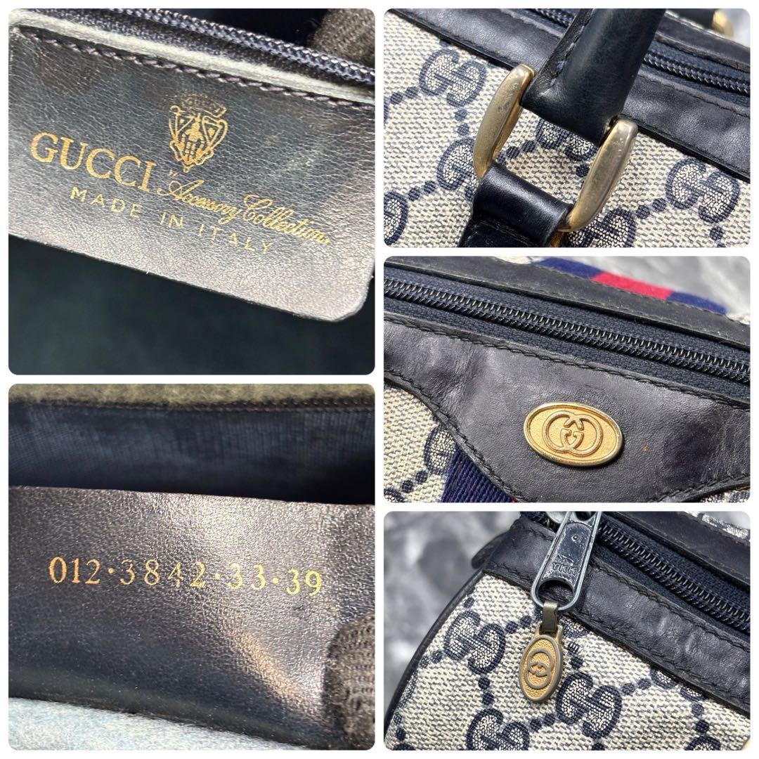 ✨極美品✨GUCCI シェリーライン GG ネイビー ボストンバッグ レザー
