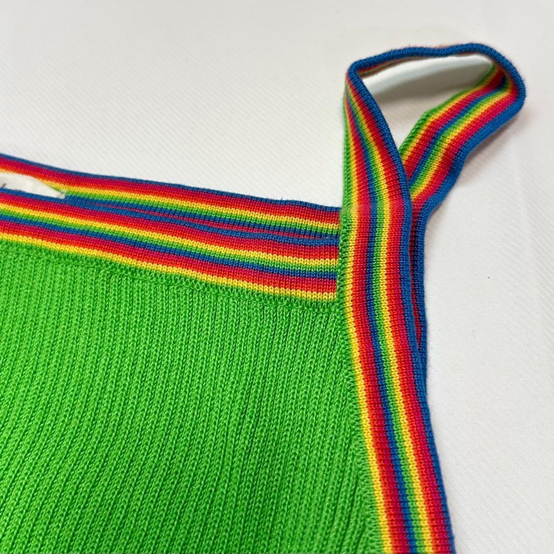 希少レア イヴサンローラン グリーン リプニット コットン キャミソール F