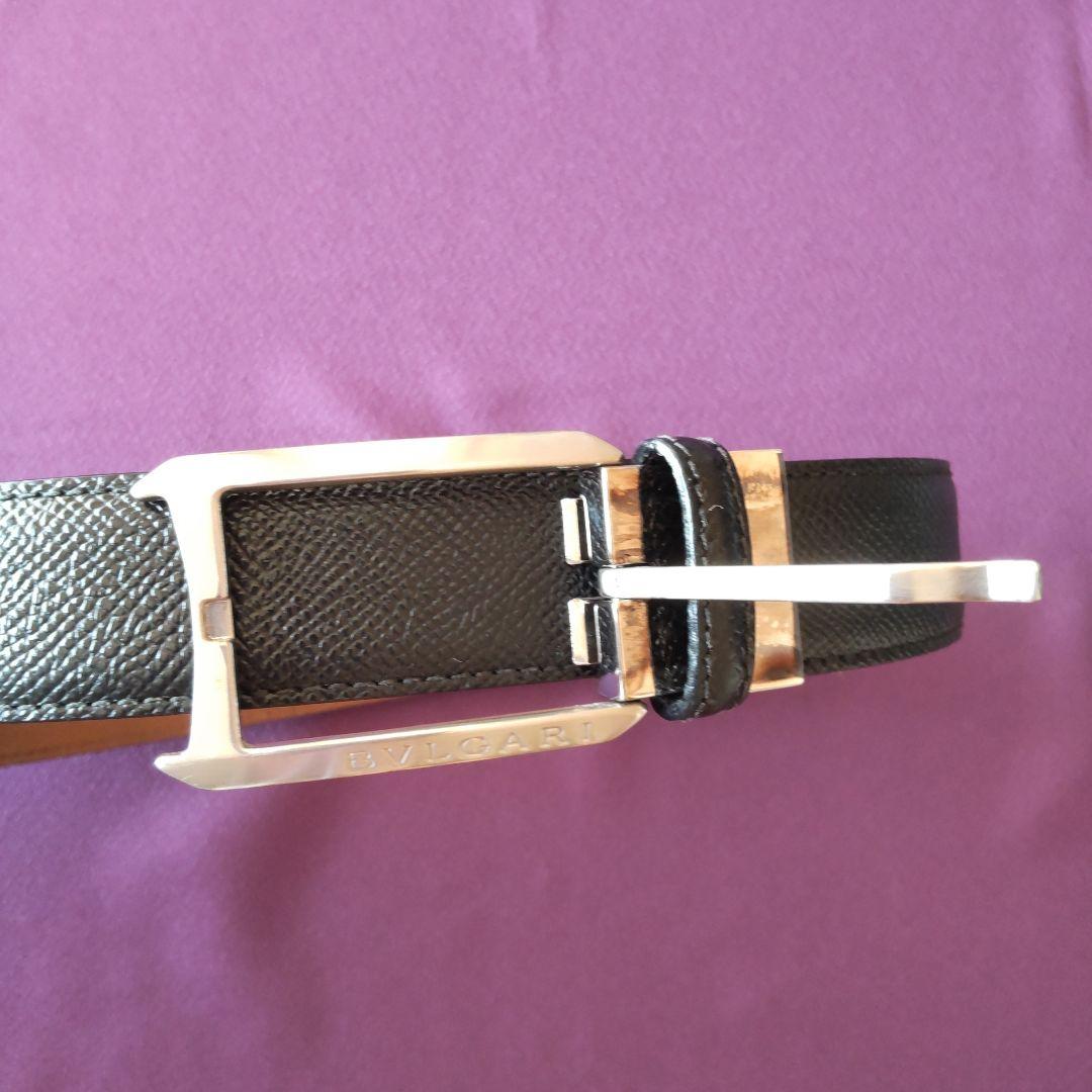 ブルガリ スクエアバックル サフィアーノレザー リバーシブル ベルト