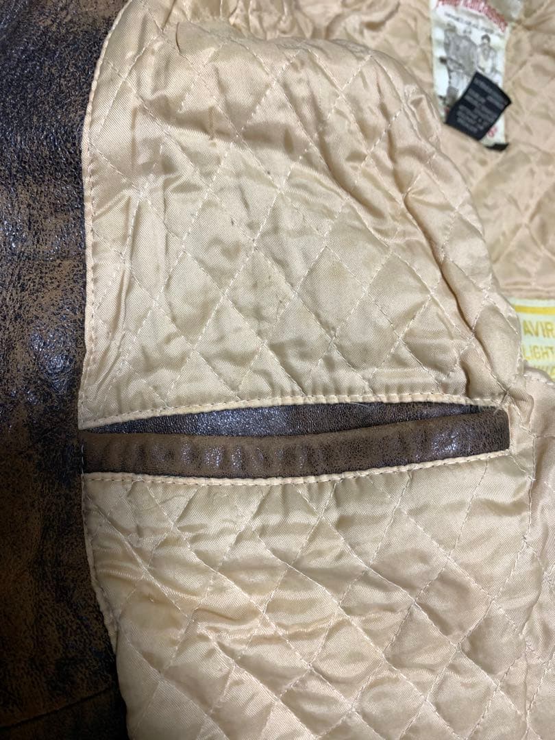 L相当 AVIREX レザー ジャケット メンズ ブラウン