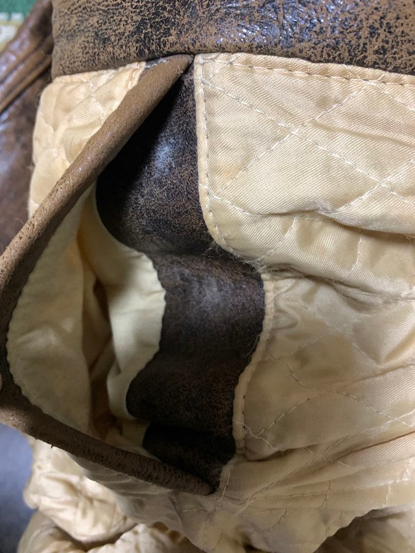 L相当 AVIREX レザー ジャケット メンズ ブラウン