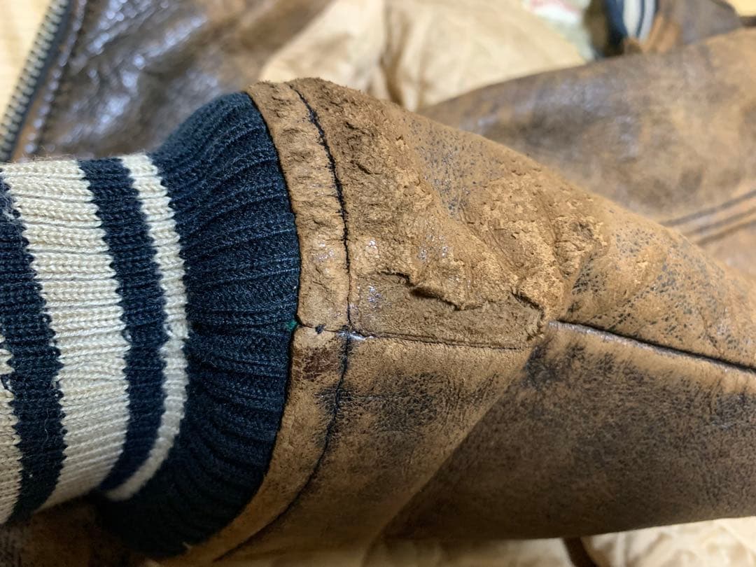 L相当 AVIREX レザー ジャケット メンズ ブラウン