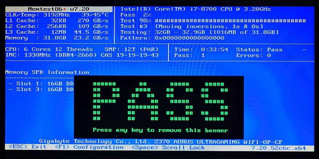 GIGASTONE DDR4 2666 16GB ×2 計 32GB 動作確認済