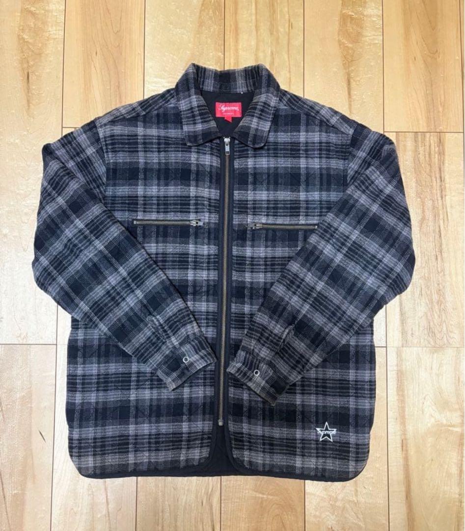 ジャケット・アウター SUPREME Quilted plaid zip up shirt