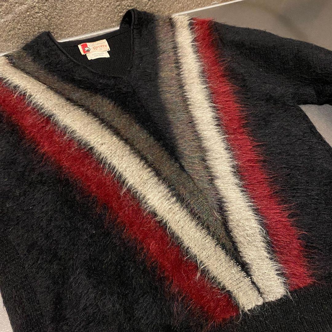 60s　ビンテージ　モヘア　ブラック　毛足長