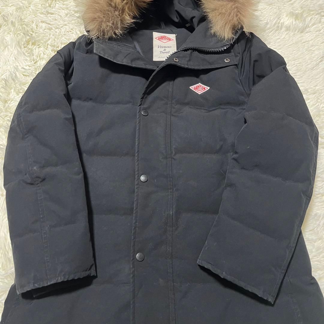 【美品】ダントンDANTONタッサーダウンファーロングコート ブラック 36