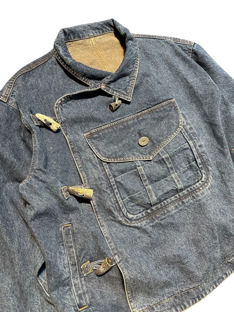 80s KENSHOABE 511ケンショウアベ 変形デニムライダースジャケット