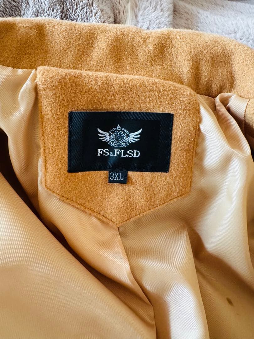 ダブルブレスト チェスターコート XL キャメル