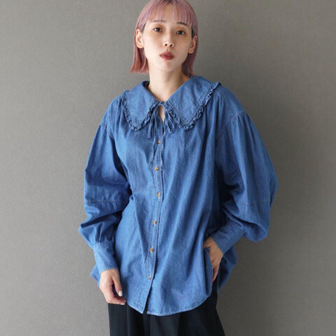 Shinzone デニム フリルブラウス シャツ