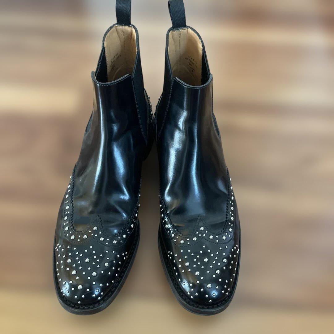 church's 38ブラックレザー サイドゴアブーツ