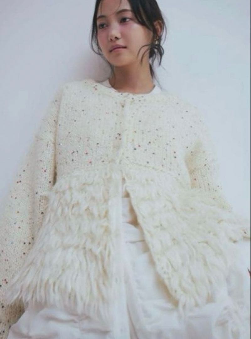 トップス fringe design gritter knit andequal