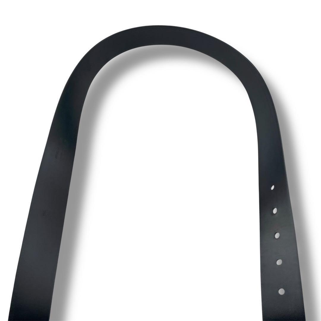 美品◇プラダ サフィアーノレザー メタル ロゴ ベルト ブラック ユニセックス