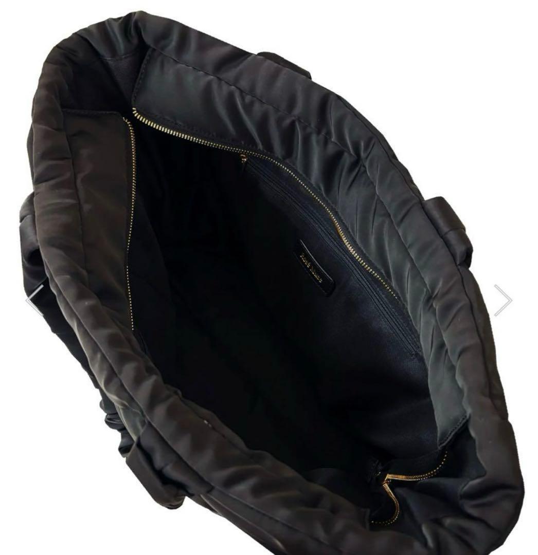 Rosé Muse satin quilting big tote ブラック