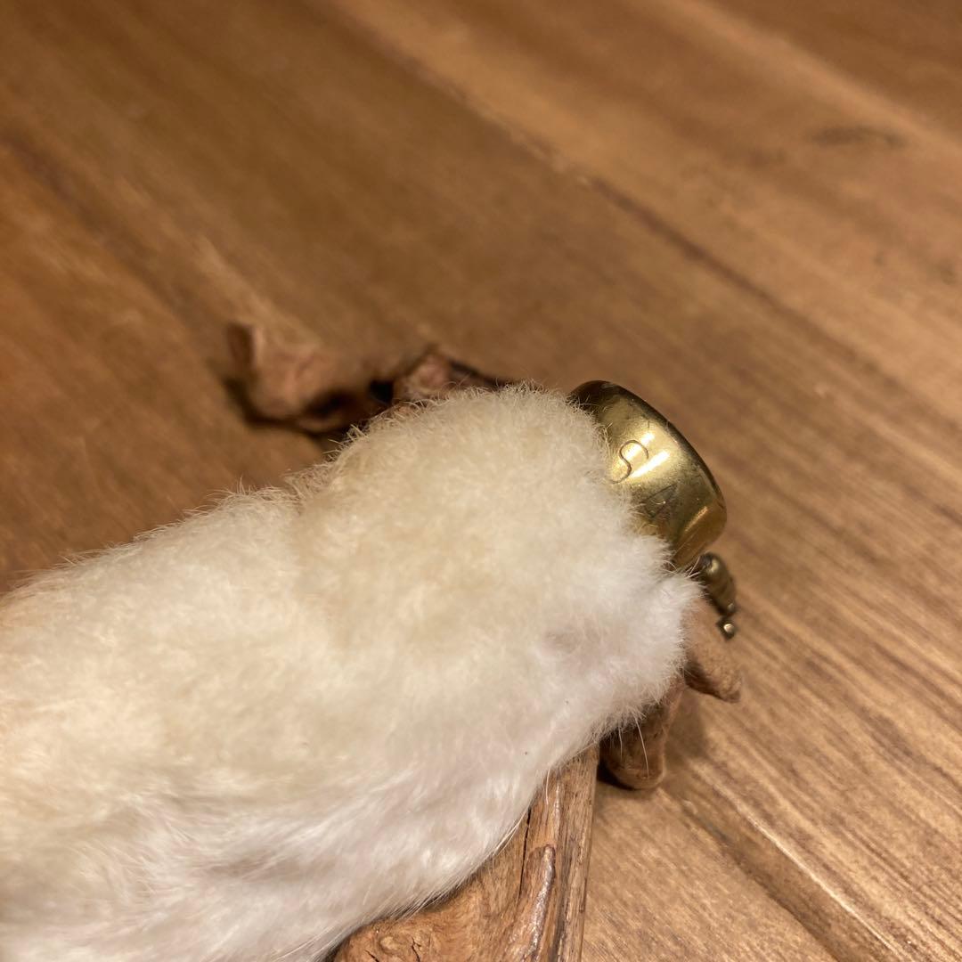 USA製 ビンテージラビットフットキーチェーン ラッキーチャーム　アメリカ　白