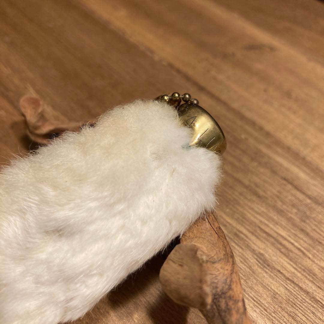 USA製 ビンテージラビットフットキーチェーン ラッキーチャーム　アメリカ　白