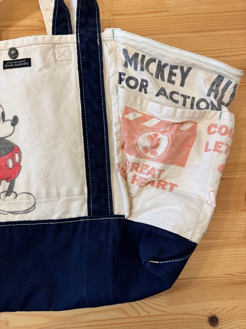 【未使用に近い】デニム＆ダンガリー　ミッキー　トートバック　大きめ‼︎