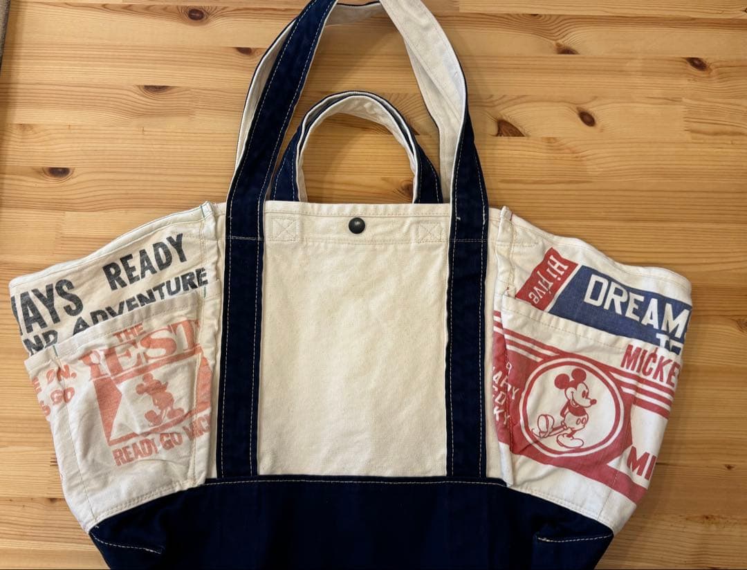【未使用に近い】デニム＆ダンガリー　ミッキー　トートバック　大きめ‼︎