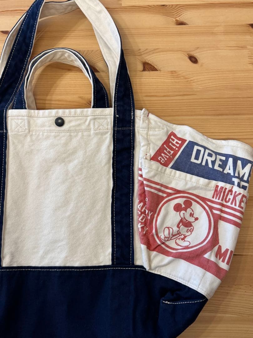 【未使用に近い】デニム＆ダンガリー　ミッキー　トートバック　大きめ‼︎