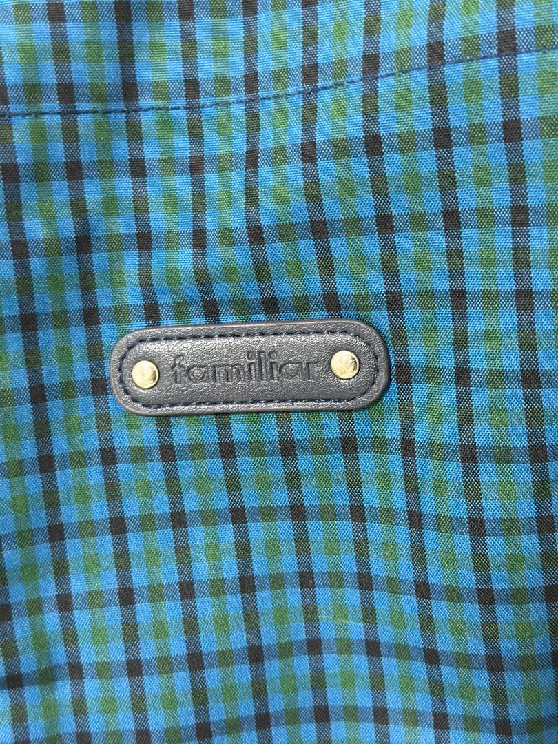 ファミリア　大人気チェック　トートバッグ　青　美品