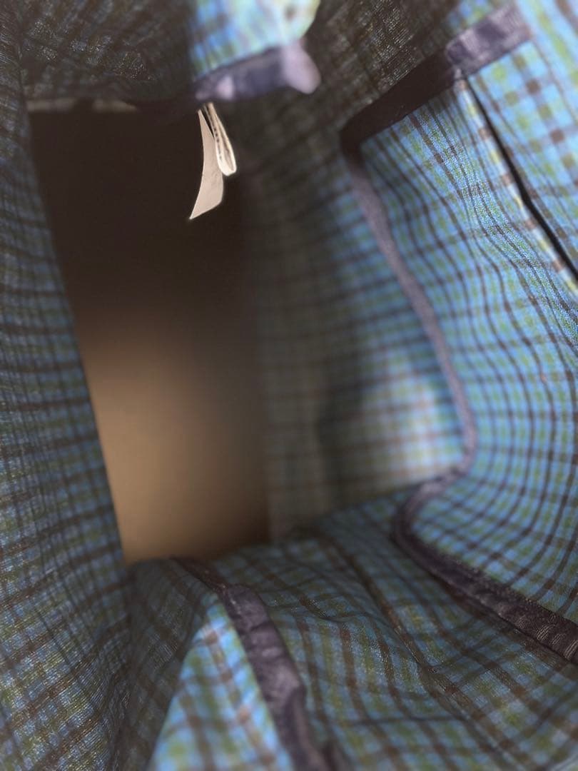 ファミリア　大人気チェック　トートバッグ　青　美品