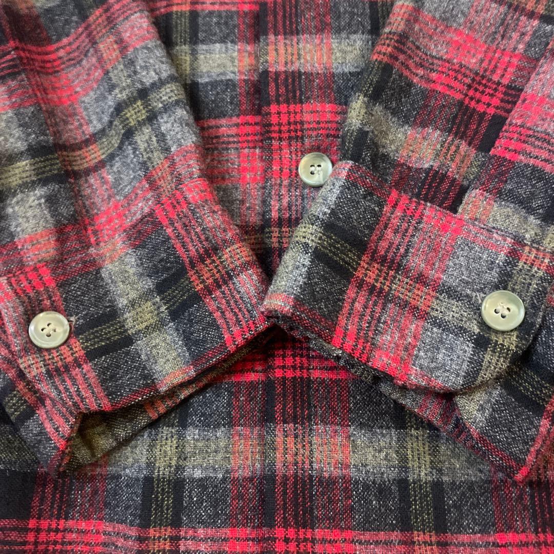 d*i様 グレー 赤 pendleton ウール ボードシャツ チェック USA