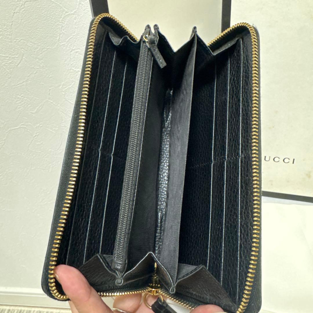 グッチ　長財布　ラウンドファスナー　マーモント　ブラック