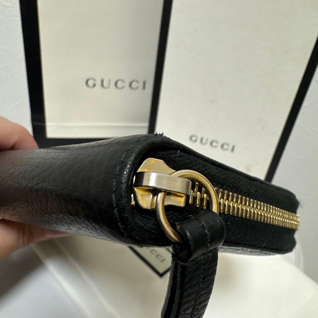 グッチ　長財布　ラウンドファスナー　マーモント　ブラック