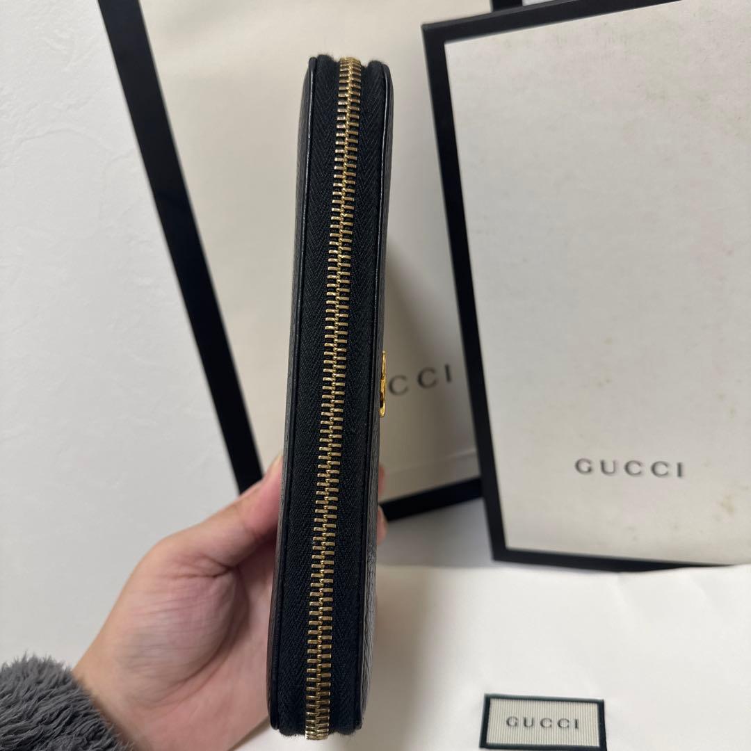 グッチ　長財布　ラウンドファスナー　マーモント　ブラック