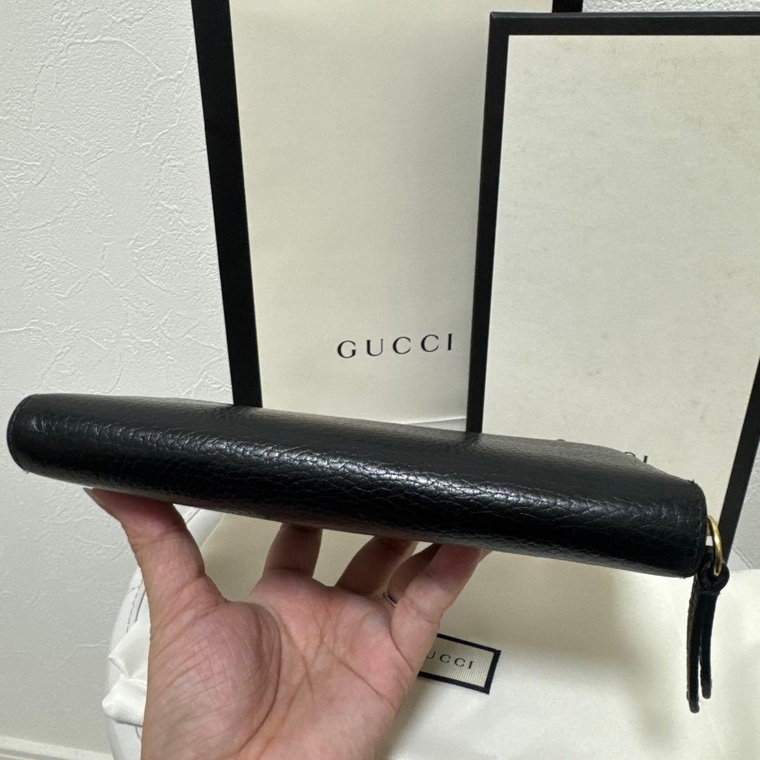 グッチ　長財布　ラウンドファスナー　マーモント　ブラック