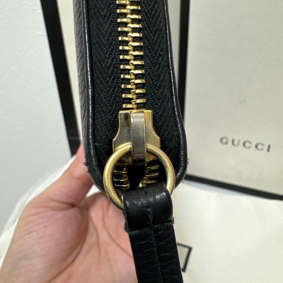 グッチ　長財布　ラウンドファスナー　マーモント　ブラック