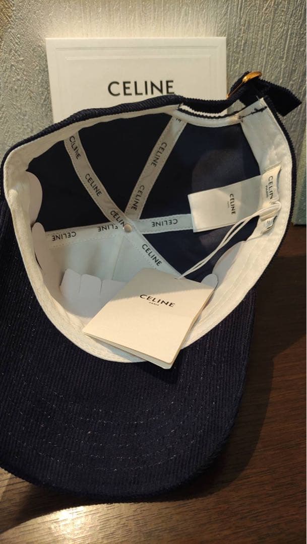 CELINE ネイビー コーデュロイ キャップ