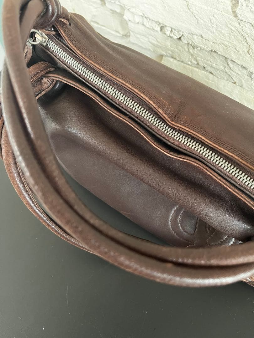 専用　ロエベ　ダークブラウン レザー ハンドバッグ