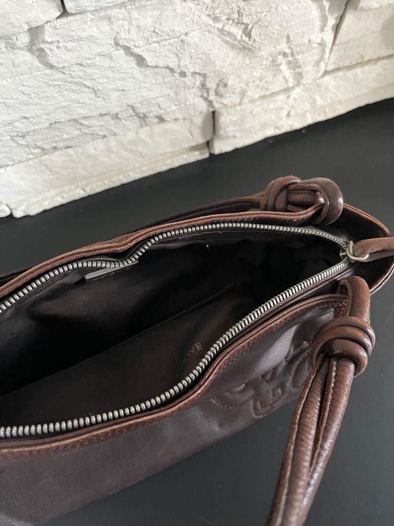 専用　ロエベ　ダークブラウン レザー ハンドバッグ