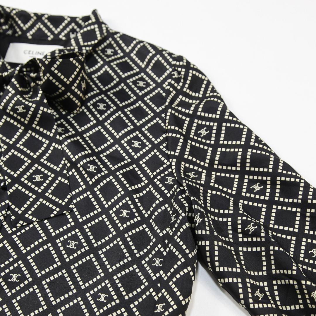 極美品 CELINE 24AW バスク ミニドレス / シルクツイル トリオンフ
