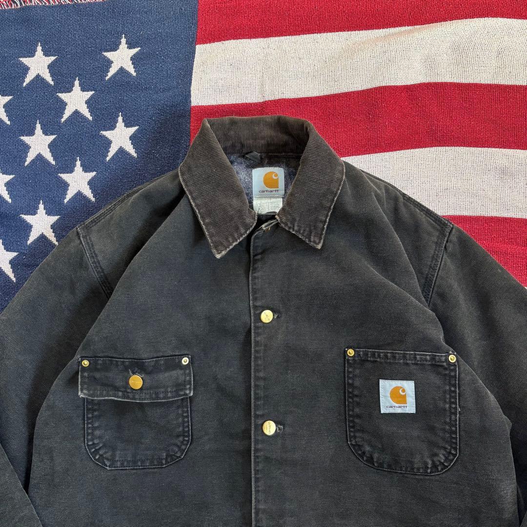 90s USA製 カーハート C01 BLK ダック チョアコート 黒 44 L