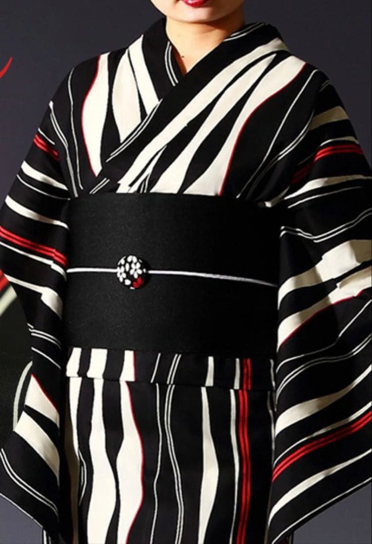 新品／未使用　ストライプ／縞 柄 浴衣 Fサイズ 綿100%