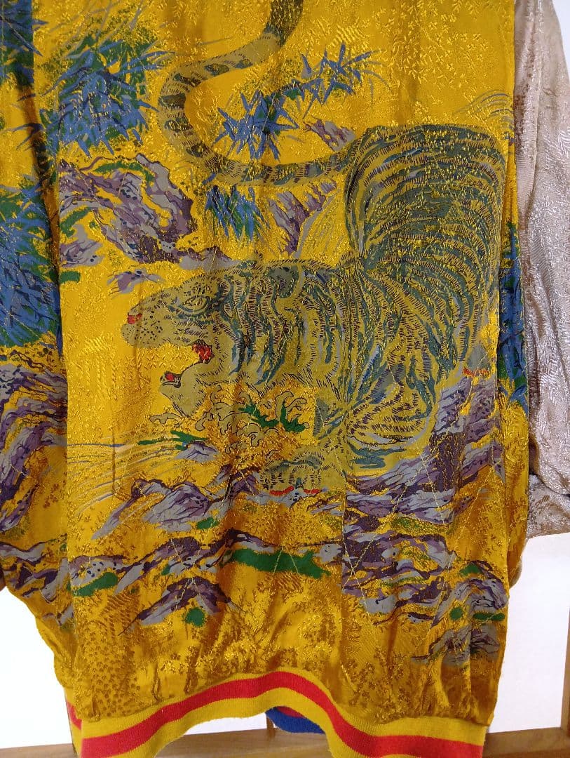 イエローブルースカジャン 虎と龍刺繍
