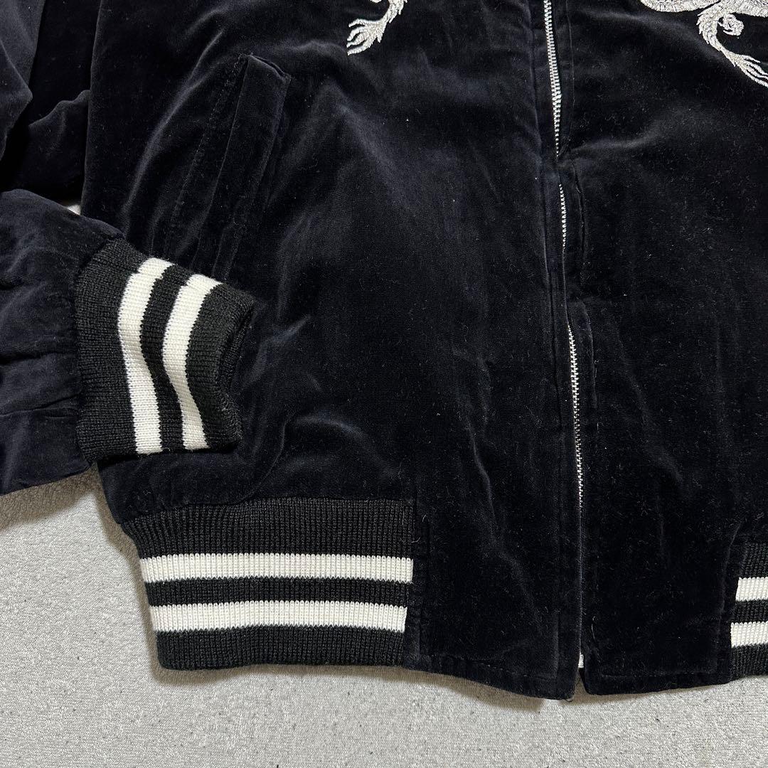 専用★美品✨ベロアスカジャン　星姫　ドラゴン　ブラック　シルバー　別珍　刺繍