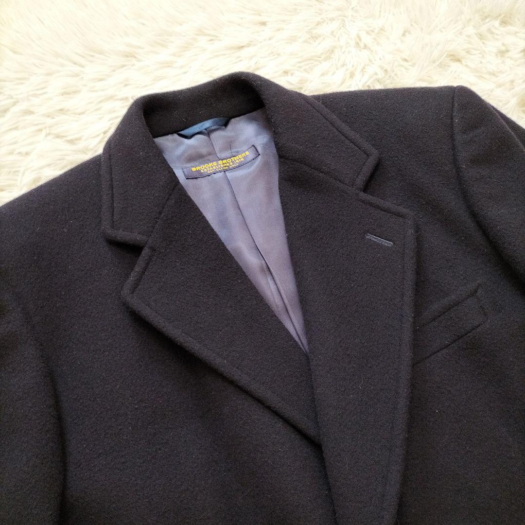 ブルックスブラザーズ　カシミヤ混　チェスターコート　ロング　ラム　ネイビー
