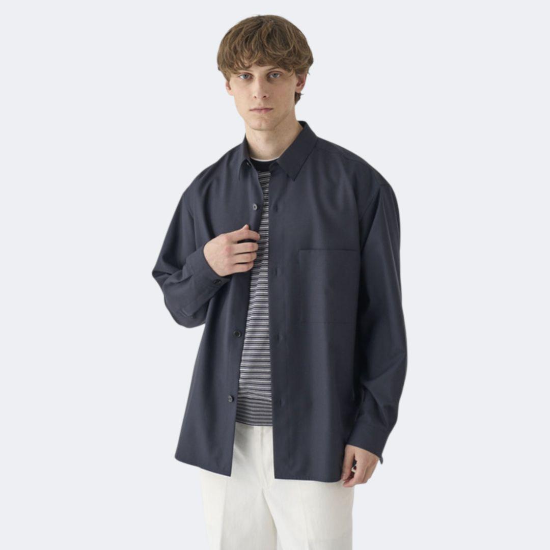 極美品♪JOHN SMEDLEY SUPER 140's ウールオーバーシャツ