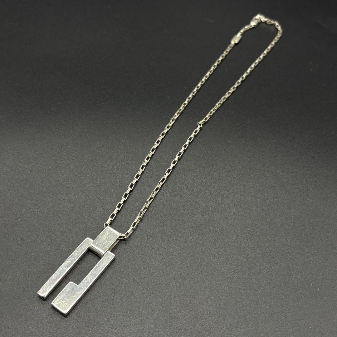 【美品】GUCCI グッチ ネックレス Gロゴ プレート シルバー　830